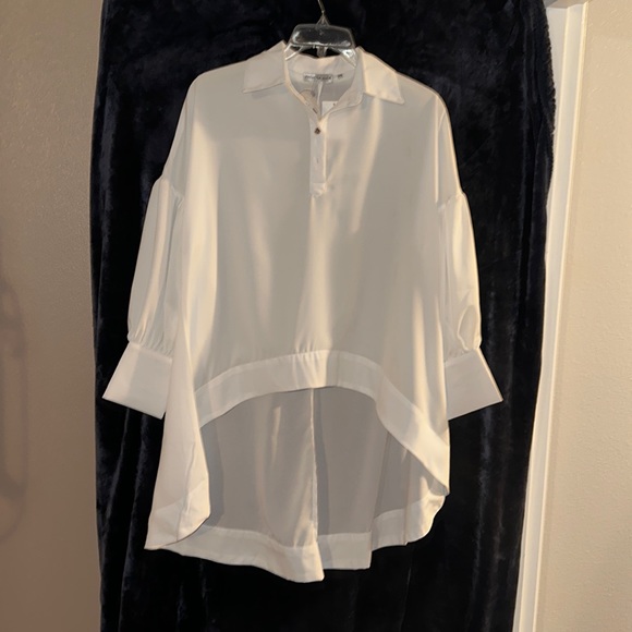 Patrizia Lucia size Small/Medium asymmetrical white blouse NWT - Picture 1 of 6